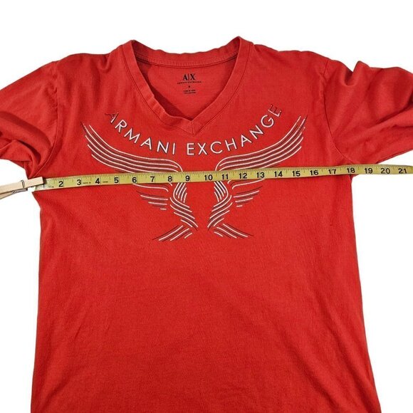 Armani Exchange A/X Women’s Size Small Red V-Neck Long Sleeve Cotton T-shirt - Picture 7 of 15